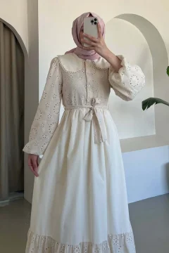 فستان بتفاصيل مطرزة - Фото 5