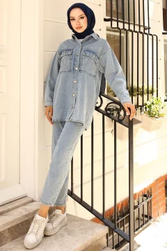 طقم جينز مزين بالأحجار - Фото 4