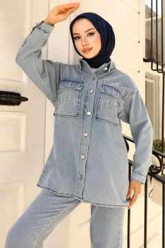 طقم جينز مزين بالأحجار - Фото 2