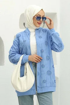 سترة نسائي مطرزة بالحجر الأزرق - Фото 2