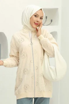 سترة نسائي انيقه مطرزة باللون البيج - Фото 5