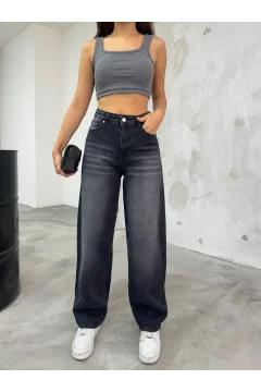 بنطال جينز نسائي فضفاض واسع الساق - Фото 6