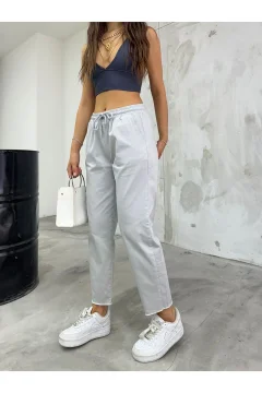 بنطلون نسائي عالي الخصر باللون الرمادي - Фото 4