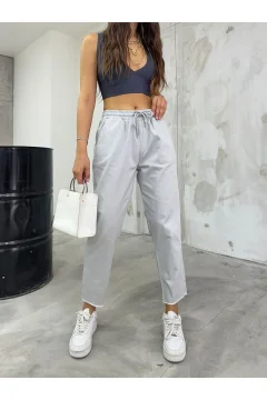 Women's high-waisted gray pants - Фото 1