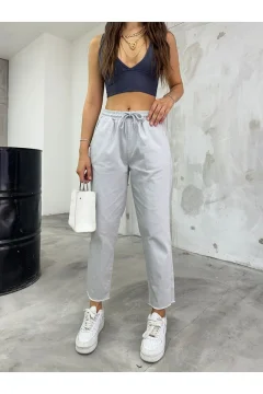 بنطلون نسائي عالي الخصر باللون الرمادي - Фото 2