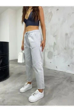 بنطلون نسائي عالي الخصر باللون الرمادي - Фото 7