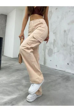 بنطال نسائي كريم اللون ذو ساق واسعة - Фото 6