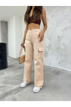 Women's Cream Wide Leg Pants - Фото 1