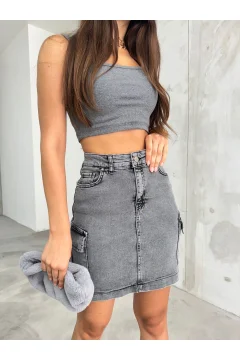 Women's short gray skirt - Фото 1