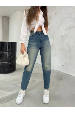 Women's Blue High Waist Lycra Stretch Jeans - Фото 1