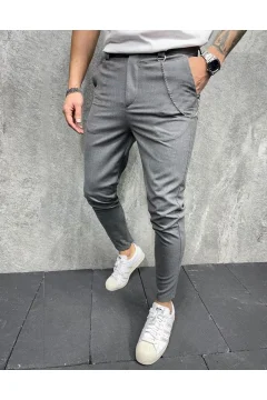 بنطلون قماش كلاسيكي مقطوع إيطالي أنثراسايت - Фото 2