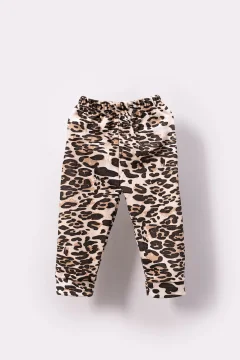 طقم أطفال بيج طقم مكون من قطعتين بطبعة جلد الفهد وتفاصيل قلب - Фото 8