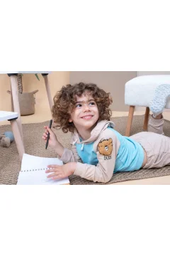 مجموعة علوية وسفلية للأطفال بغطاء للرأس منقوشة - Фото 6