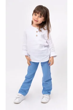 طقم بيجامة للجنسين للأطفال والرضع أزرق - Фото 7