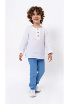 طقم بيجامة للجنسين للأطفال والرضع أزرق - Фото 6