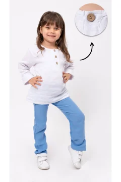 طقم بيجامة للجنسين للأطفال والرضع أزرق - Фото 9