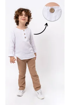 طقم بيجامة للجنسين للأطفال باللون البني - Фото 9