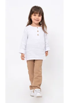 طقم بيجامة للجنسين للأطفال باللون البني - Фото 6