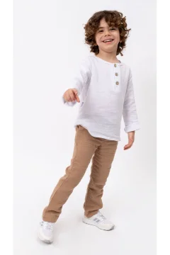 طقم بيجامة للجنسين للأطفال باللون البني - Фото 7