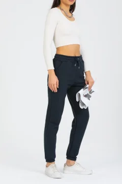 بنطال رياضي نسائي باللون الأزرق الداكن - Фото 4