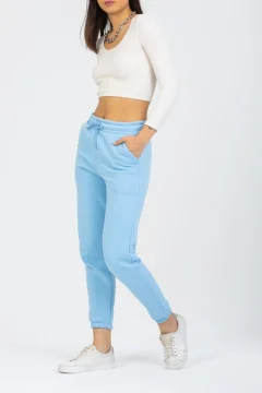 بنطال رياضي نسائي أزرق فاتح عالي الخصر - Фото 4