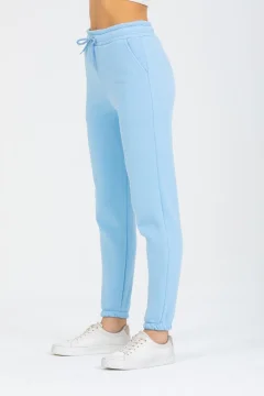 بنطال رياضي نسائي أزرق فاتح عالي الخصر - Фото 6