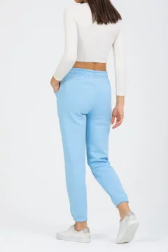 بنطال رياضي نسائي أزرق فاتح عالي الخصر - Фото 9