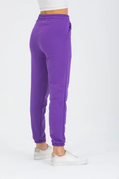 بنطال رياضي نسائي أرجواني عالي الخصر مرن - Фото 5