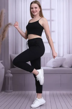 بنطال رياضي أسود عالي الخصر للسيدات - Фото 5