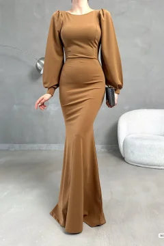 فستان طويل باللون البنى - Фото 1