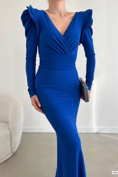 فستان باللون الأزرق اكمام طويلة - Фото 2