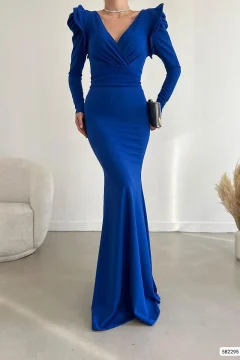 فستان باللون الأزرق اكمام طويلة - Фото 6