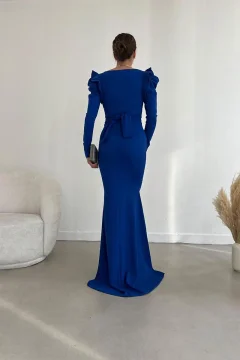 فستان باللون الأزرق اكمام طويلة - Фото 5