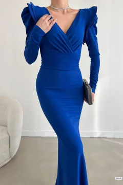 فستان باللون الأزرق اكمام طويلة - Фото 4