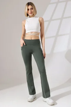 Women's high waisted khaki pants - Фото 1