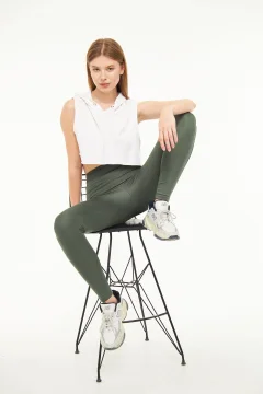 Women's High Waist Khaki Joggers - Фото 1