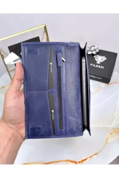 محفظة جلدية باللون الازرق الداكن - Фото 9