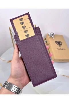 محفظة جلدية اللون أرجواني - Фото 4