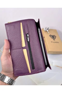 محفظة جلدية اللون أرجواني - Фото 2