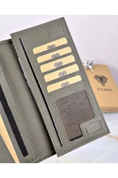 محفظة جلدية اللون رمادي - Фото 4