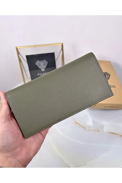 محفظة جلدية اللون رمادي - Фото 5