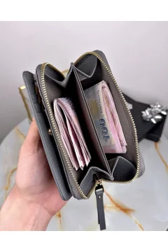 محفظة نسائية فاخرة اللون رمادي - Фото 2