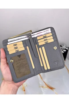 محفظة نسائية فاخرة اللون رمادي - Фото 3