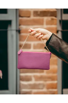 حقيبة نسائية من الجلد الطبيعي بسلسلة - Фото 4