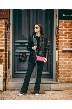 حقيبة نسائية من الجلد الطبيعي بسلسلة - Фото 3