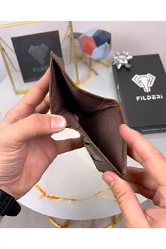 محفظة رقيقة من الجلد الطبيعي ماركة براون - Фото 3