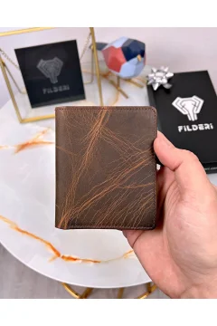 محفظة رقيقة من الجلد الطبيعي ماركة براون - Фото 2