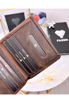 محفظة رقيقة من الجلد الطبيعي ماركة براون - Фото 5