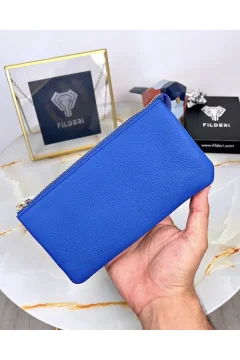 حقيبة نسائية من الجلد الطبيعي بسلسلة - Фото 3