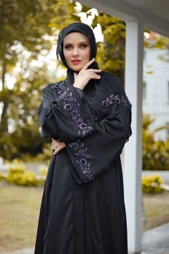 عباية سوداء مرصعة بالكريستال - Фото 2